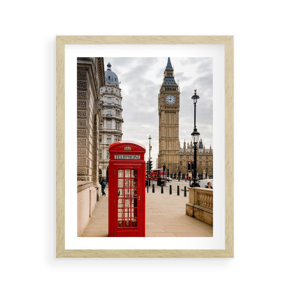 Plakat w ramie 40x50 - Symbol Big Benu - Londyn, budka - rama drewno