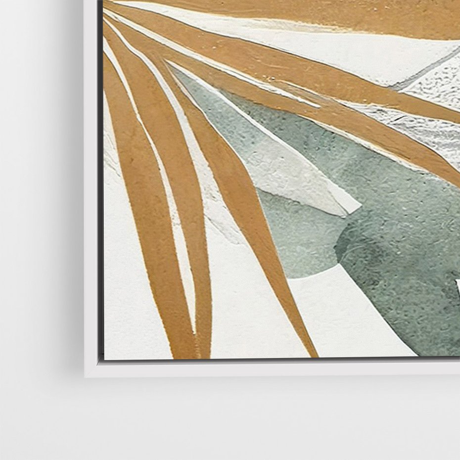 Obraz w ramie 50x70 - Współbrzmienie wewnętrznego ja - kompozycja z tropikalnych liści, stonowane kolory - rama biała