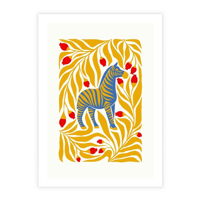 Plakat bez ramy 21x30 - Zebra w Nowoczesności - abstrakcyjna nowoczesna grafika, pośrodku zebra