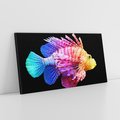 Obraz na płótnie 120x60 - Tęczowa Piękność - kolorowa tęczowa ryba, mocny akcent na czarnym tle