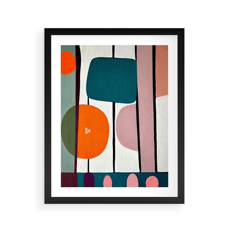 Plakat w ramie 40x50 - Migotliwa Aura Serca - abstrakcyjny obraz olejny, dziwne formy - rama czarna