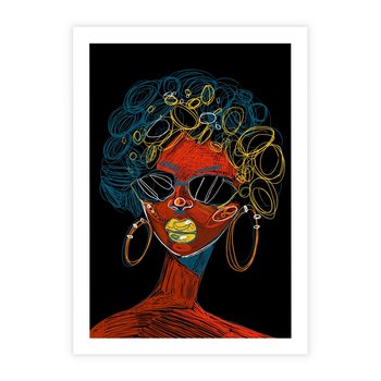 Plakat bez ramy 30x40 - Kolorowe Wibracje Rzeczywistości - abstrakcyjny portret kobiety, twarz