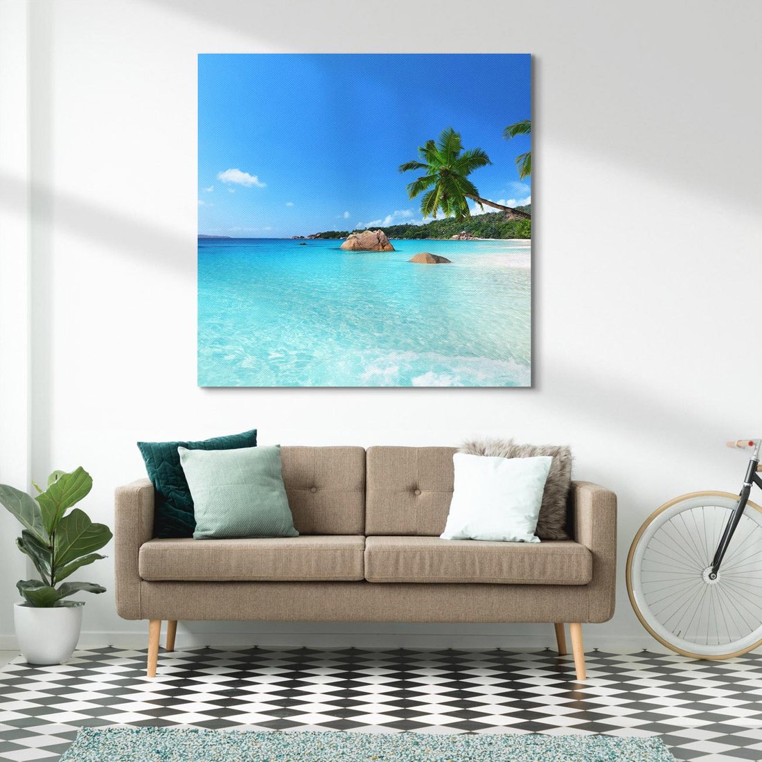 Obraz na płótnie 50x50 - Idylliczne Seszele - przyjemność dla oczu - Seszele, plaża