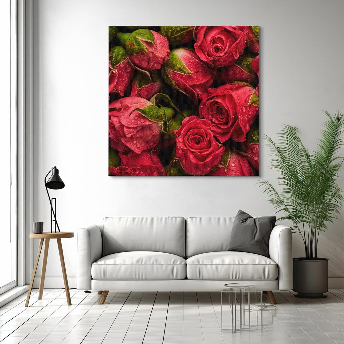 Obraz na płótnie 70x70 - Piękno róż: delikatność natury - róże, kwiaty