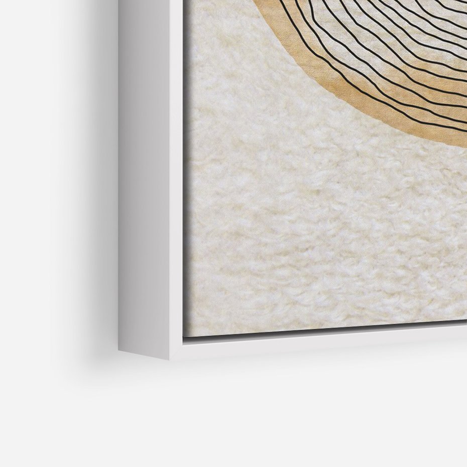 Obraz w ramie 70x100 - Zapisane w promieniach słońca - beżowe strukturalne tło, koła - rama biała