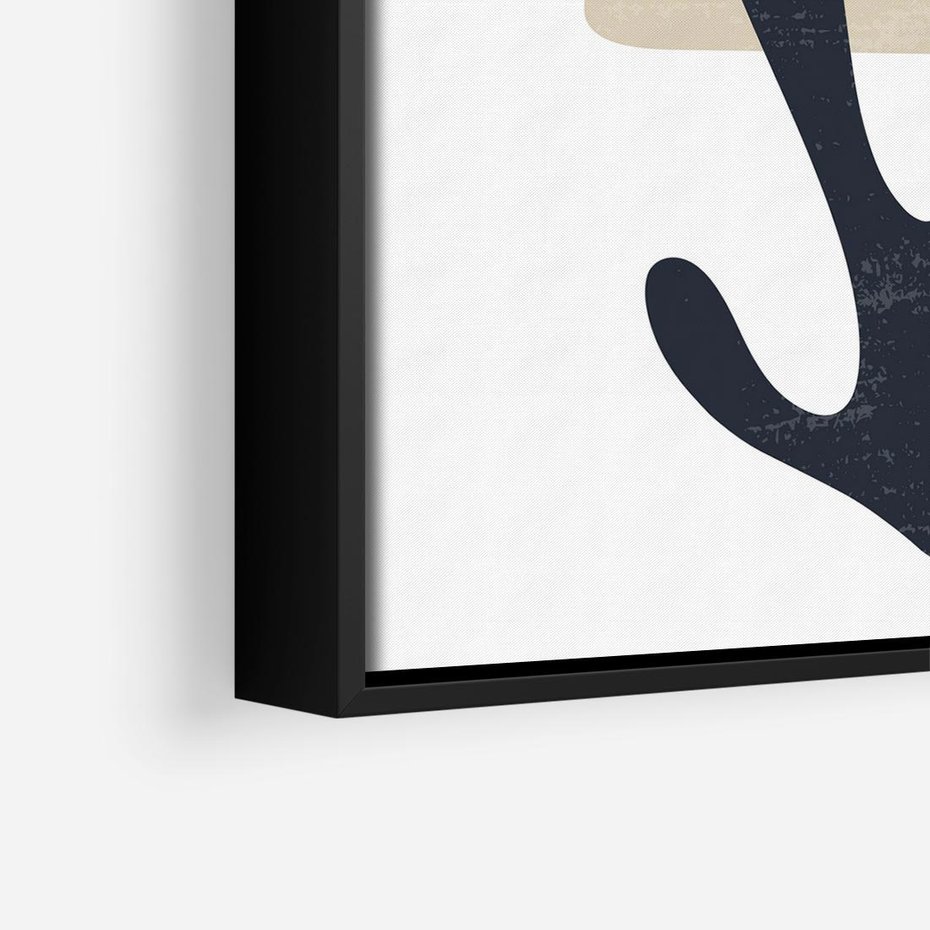 Obraz w ramie 50x50 - Granatowa Odsłona - minimalistyczna nowczesna grafika, styl matisse - rama czarna