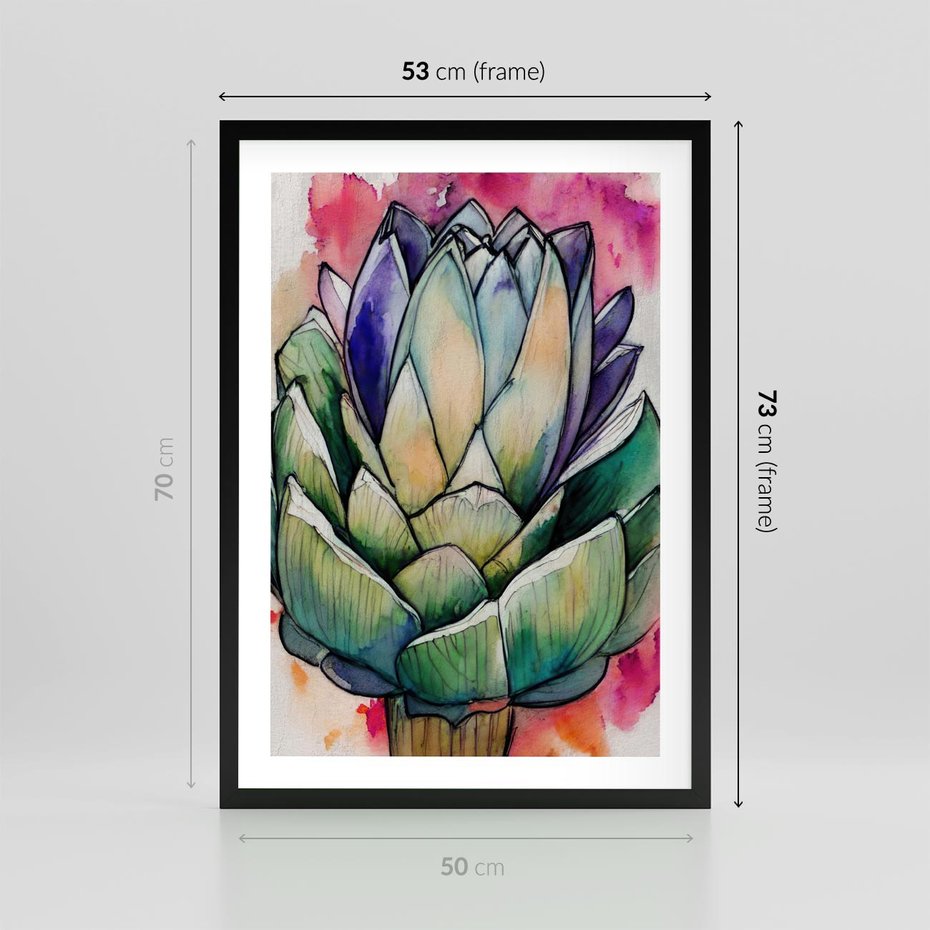 Plakat w ramie 50x70 - Estetyczna Roślina - abstrakcja, akwarela - rama czarna