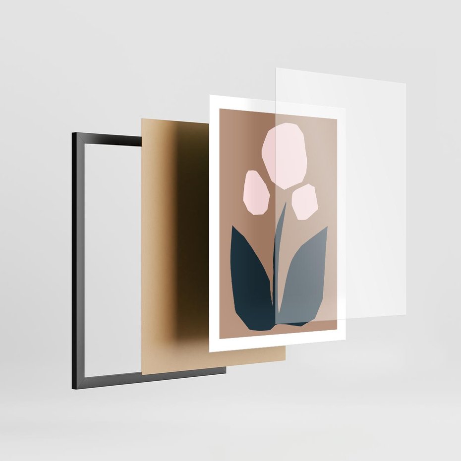 Plakat w ramie 50x70 - Refleksje Boho Przyrody - abstrakcyjny obraz, plakat - rama czarna