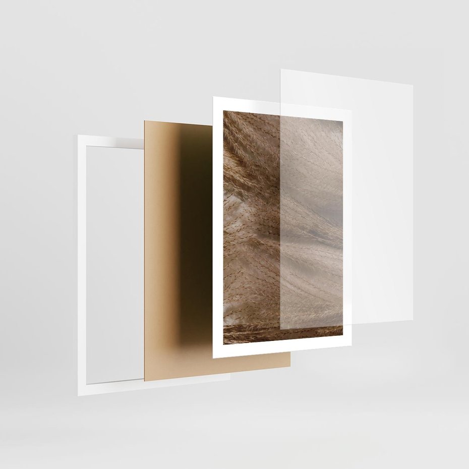 Plakat w ramie 50x70 - Pampasowy Brąz - suche trawy, trawa pampasowa - rama biała