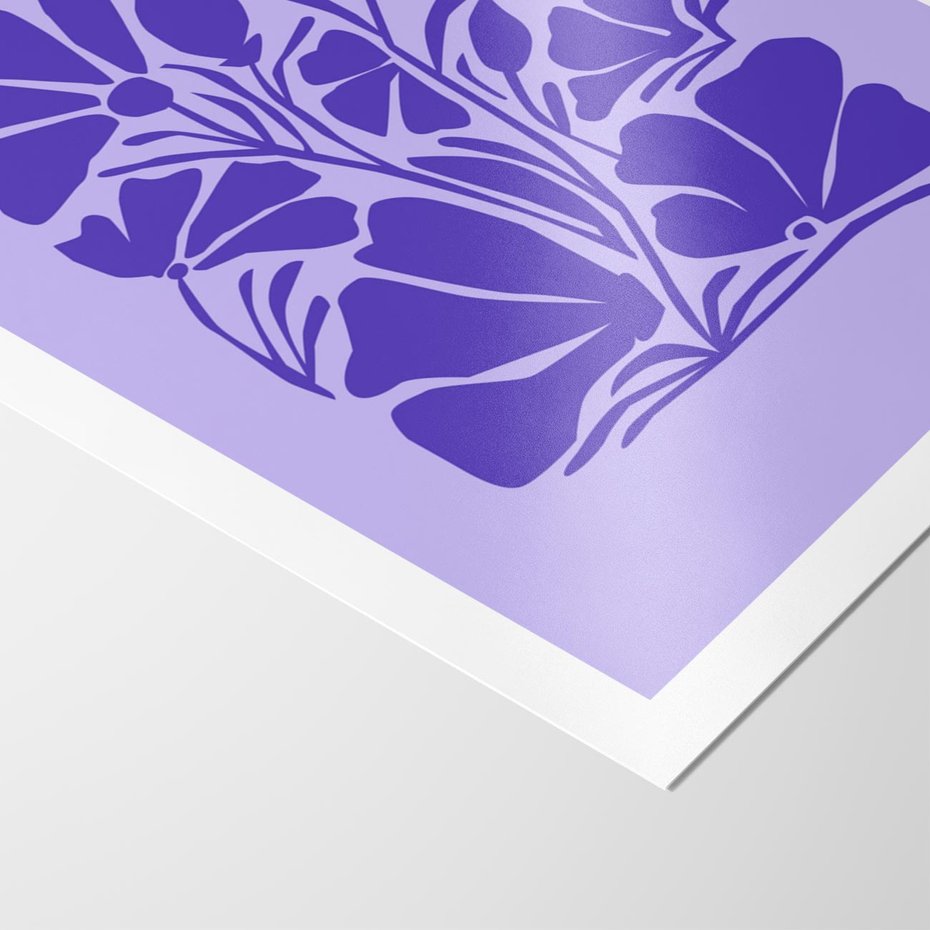 Plakat bez ramy 40x50 - Migocące Boho Wibracje - kwiaty, energetyczne fioletowe tło