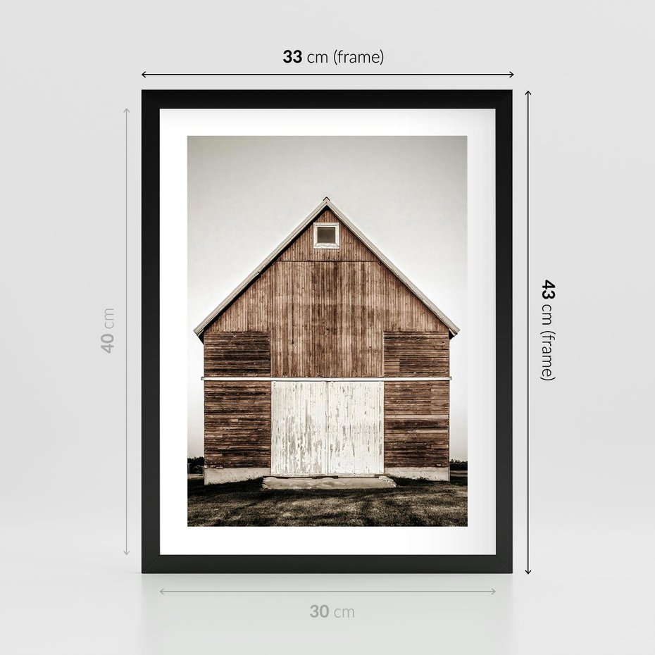 Plakat w ramie 30x40 - Rustykalny Drewniany Domek - domek, drewniany dom - rama czarna