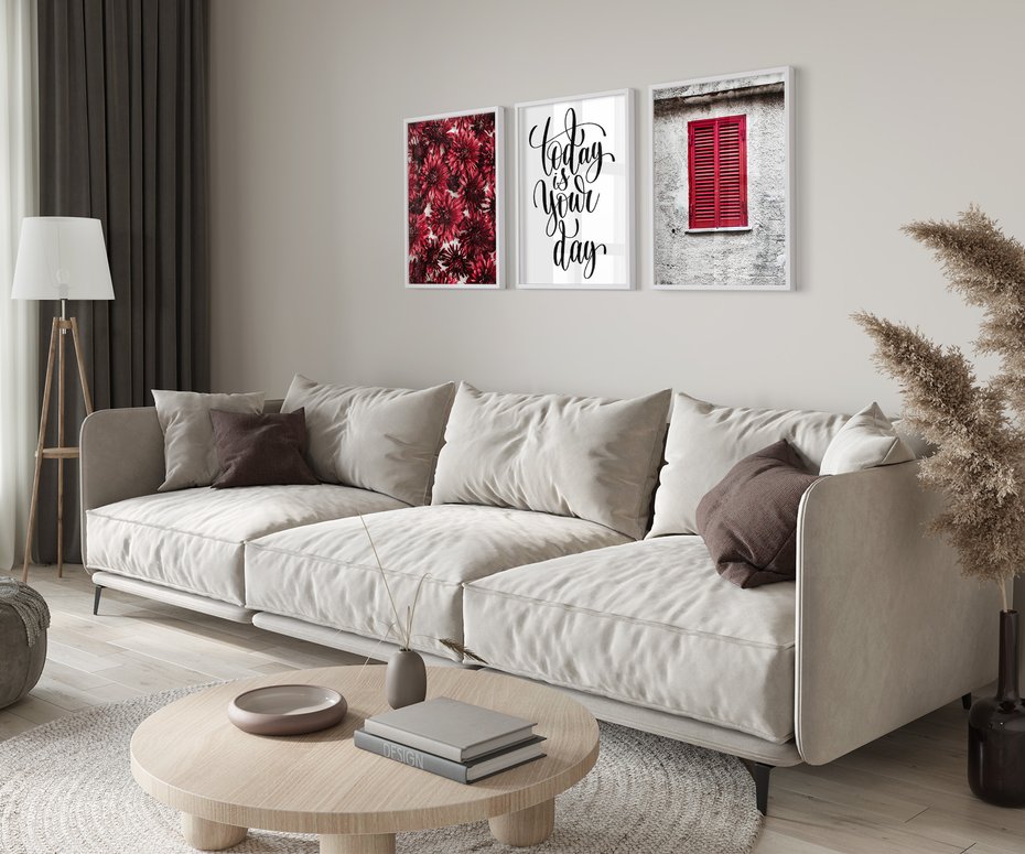 Zestaw obrazy w ramie 50x70 galeria - Twój, dzień, cytat, motywacja - rama biała