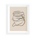 Plakat w ramie 50x70 - Bezczasowe Kontury - abstrakcyjne linie, zaplątane - rama biała