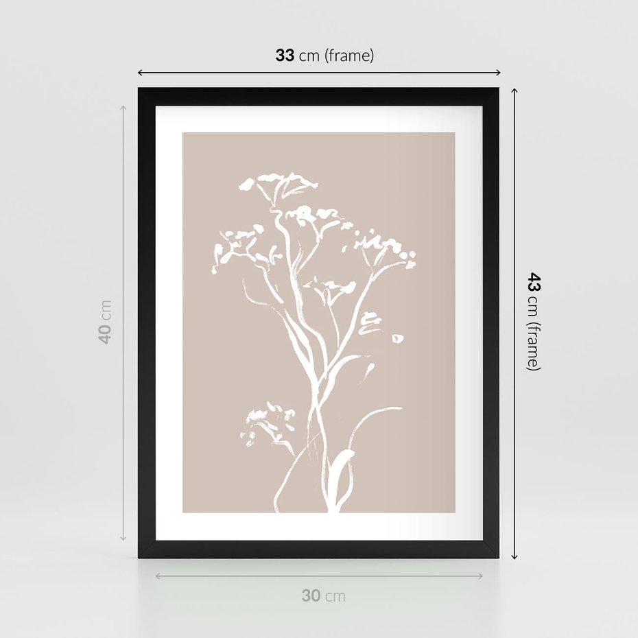 Plakat w ramie 30x40 - Harmonijne Mini Boho - minimalistyczny delikatny obraz, beżowe odcienie - rama czarna