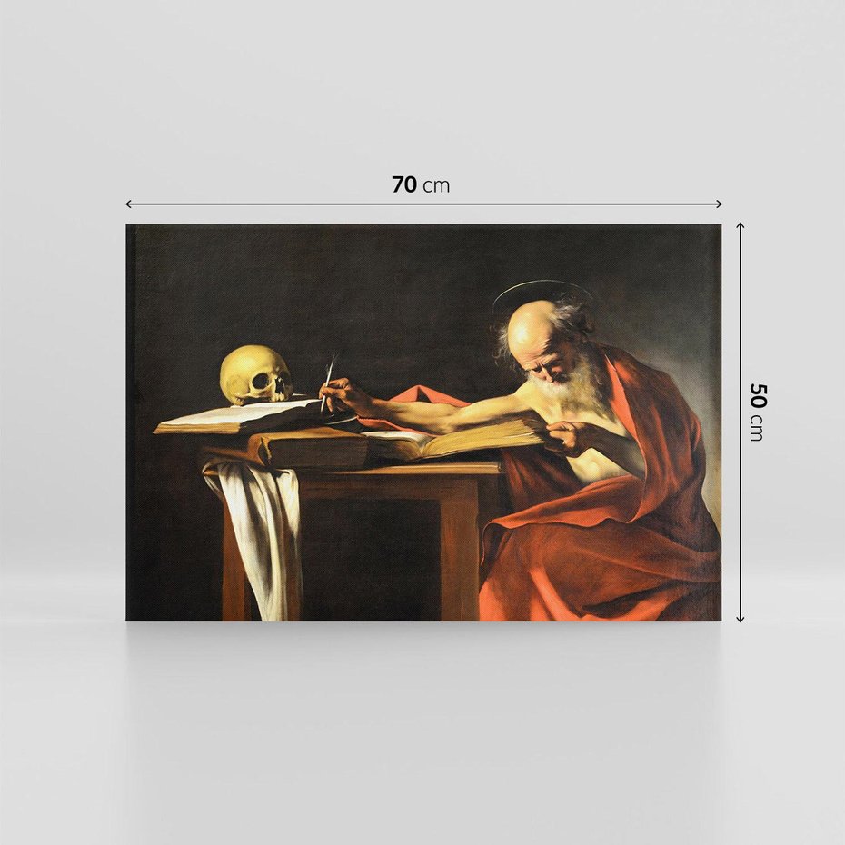 Obraz na płótnie 70x50 - "Św. Hieronim piszący" (1606), Caravaggio - Reprodukcja - reprodukcja, obraz na płótnie