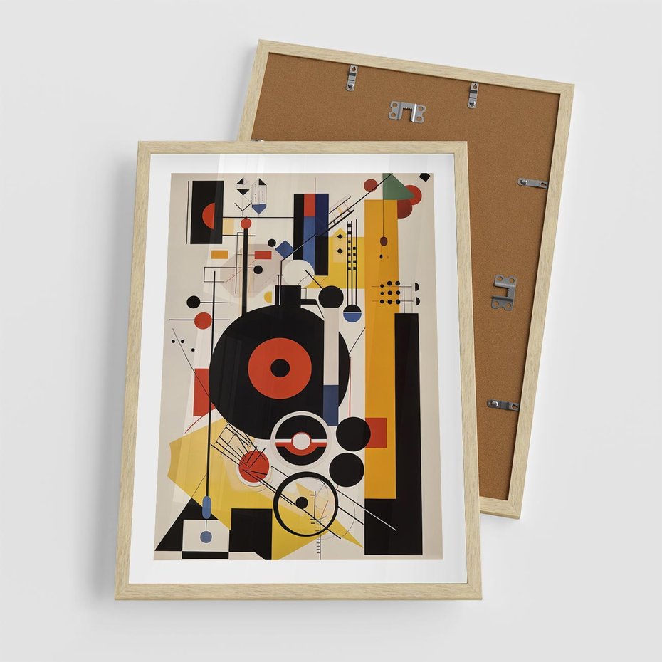 Plakat w ramie 50x70 - Wnętrza Refleksyjnego Światła - modernistyczny obraz, styl bauhaus - rama drewno