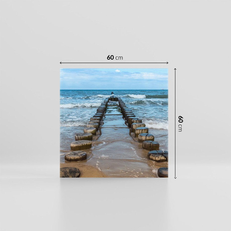 Obraz na płótnie 60x60 - Falochron na brzegu morza - falochron, morze