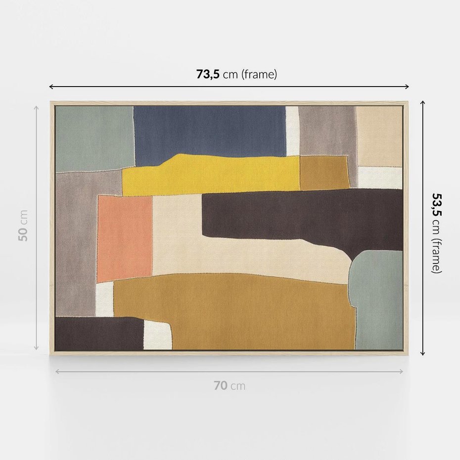 Obraz w ramie 70x50 - Pasy Abstrakcji - kolorowe pasy, plamy koloru - rama drewno