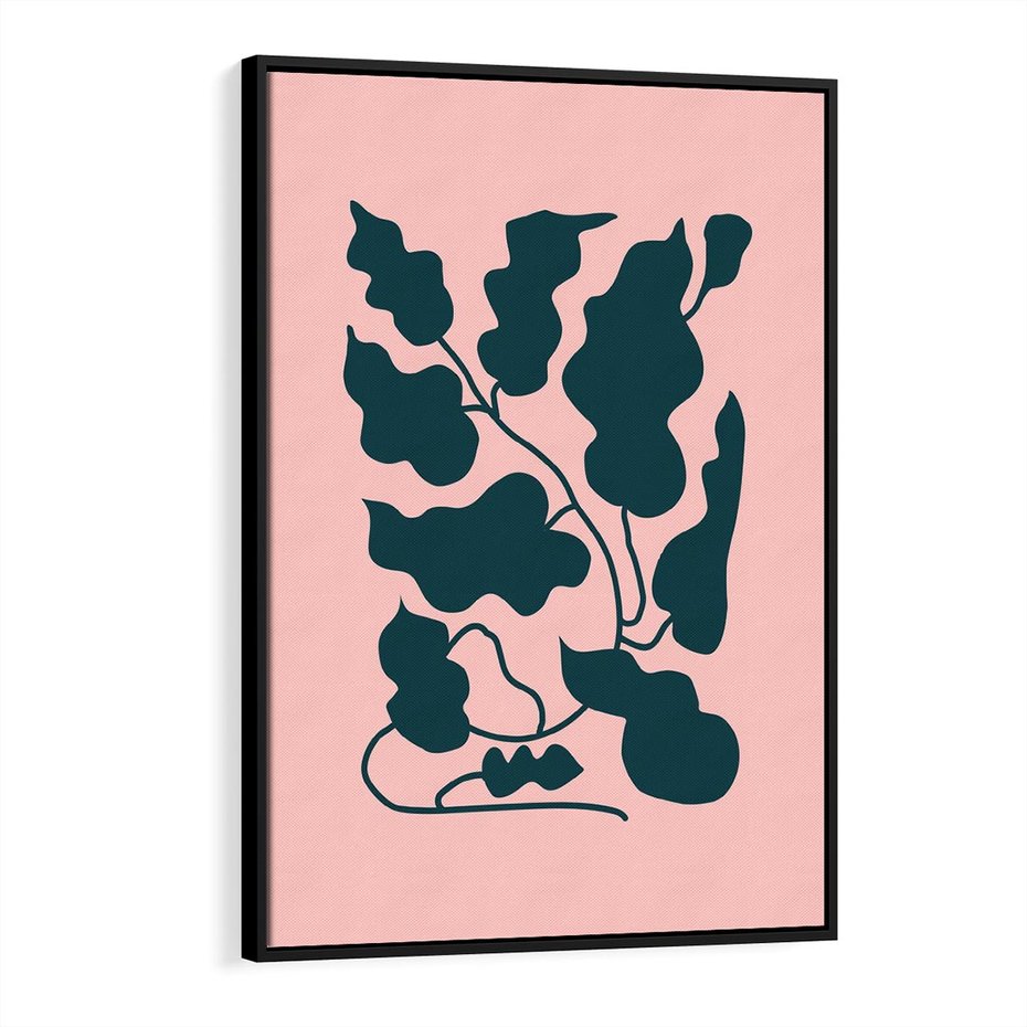 Obraz w ramie 70x100 - Kształty Nieznanego Świata - abstrakcyjne liście, boho styl - rama czarna