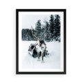Plakat w ramie 50x70 - Świąteczna Przygoda - renifer, śnieg - rama czarna