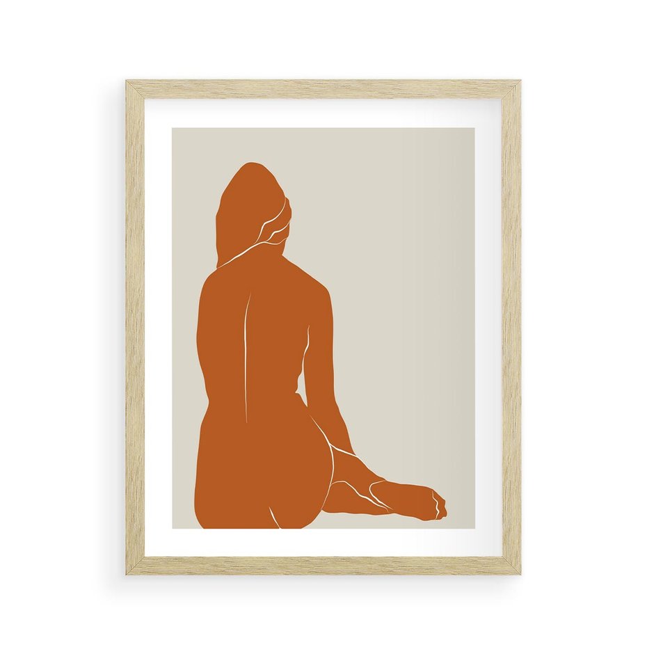 Plakat w ramie 40x50 - Kobieca Sylwetka w Stylu Modernistycznym - modernistyczny pakat, kobieca sylwetka - rama drewno