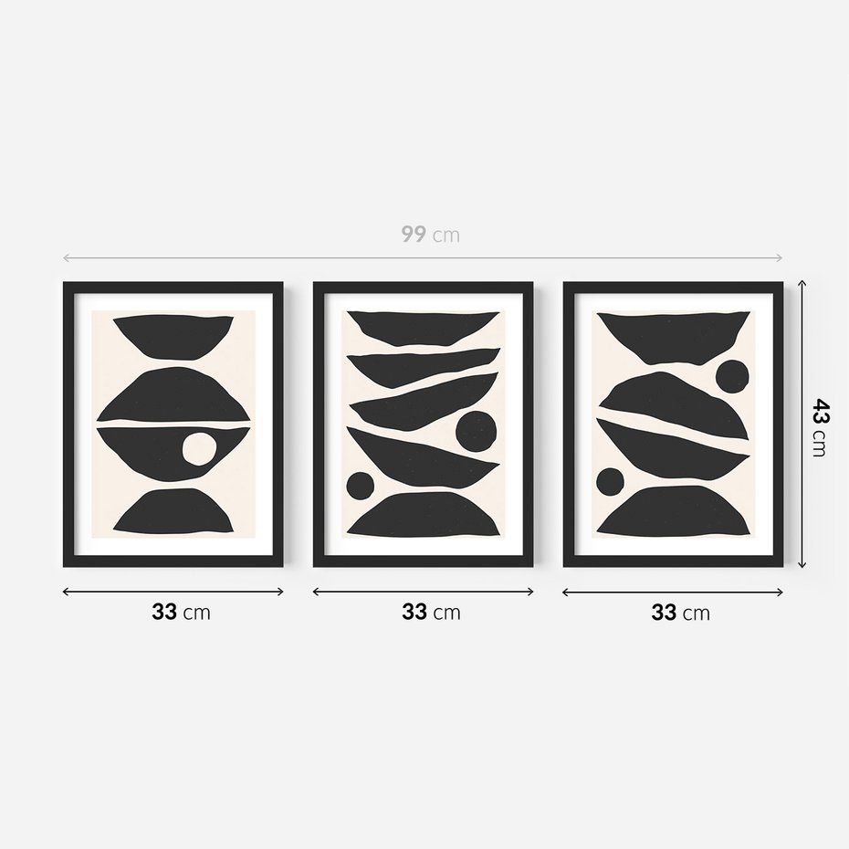 Zestaw obrazy w ramie 30x40 galeria - Abstrakcyjne, kształty, geometryczne - rama czarna