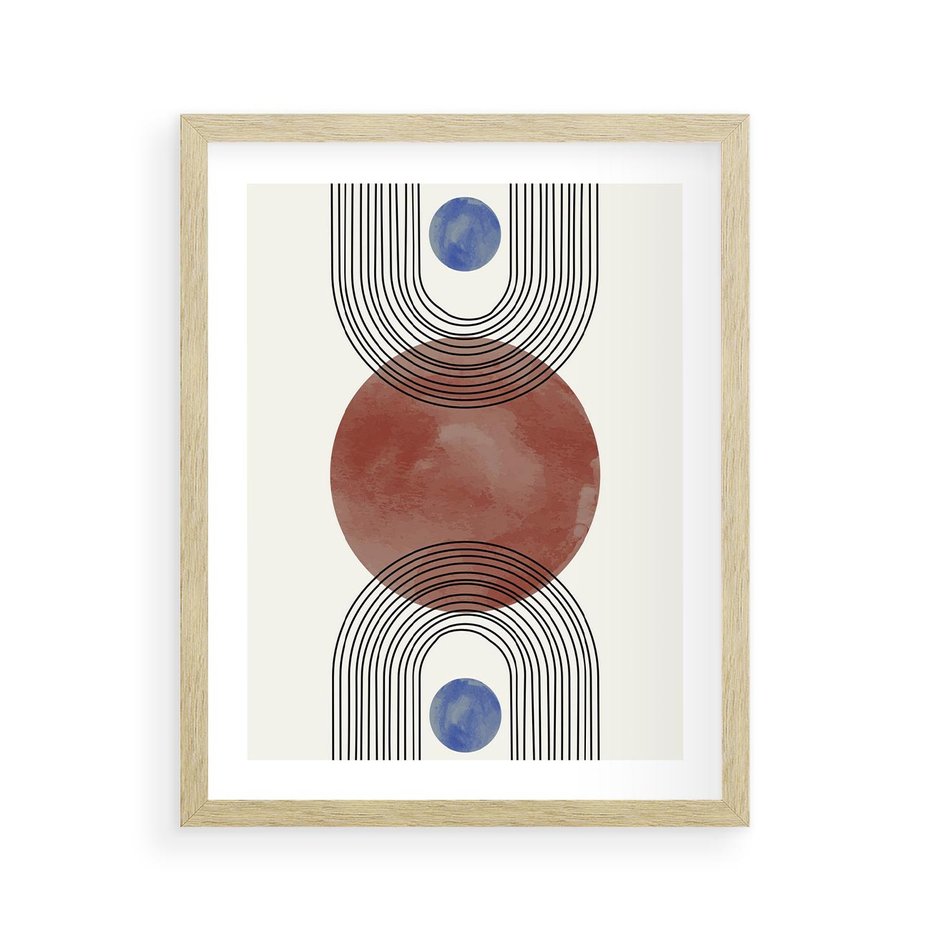 Plakat w ramie 40x50 - Księga Impulsów - nowoczesny plakat, styl midcentury - rama drewno