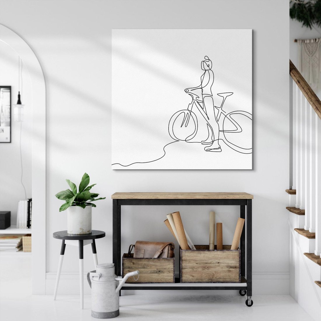 Obraz na płótnie 50x50 - Minimalistyczna Przejażdżka - szkic, minimalizm