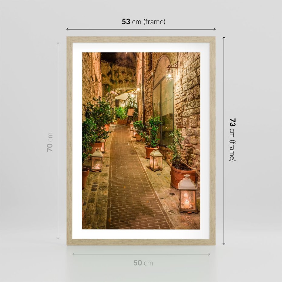 Plakat w ramie 50x70 - Perspektywa Uliczki Miejskiej - uliczka, perspektywa - rama drewno