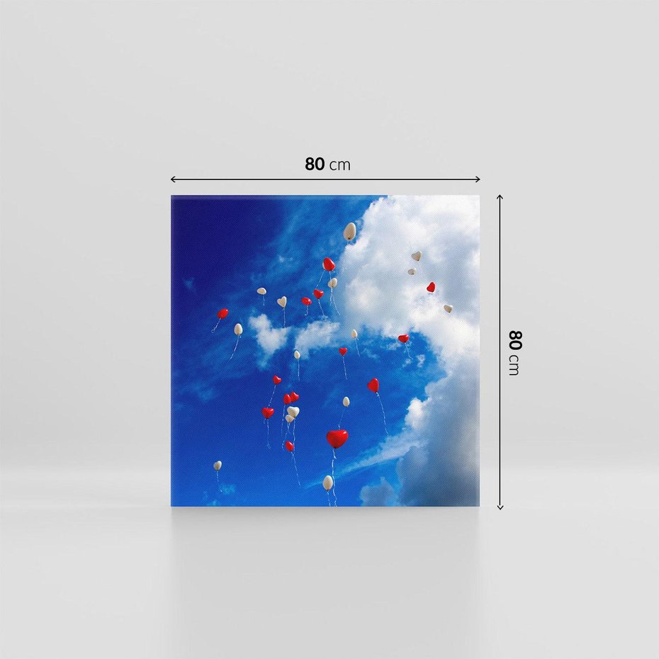Obraz na płótnie 80x80 - Balony - Serca na niebie - balony, serca