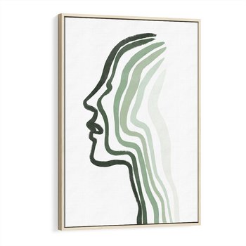 Obraz w ramie 50x70 - Zielony Profil - abstrakcja, zielony portret z profilu - rama drewno