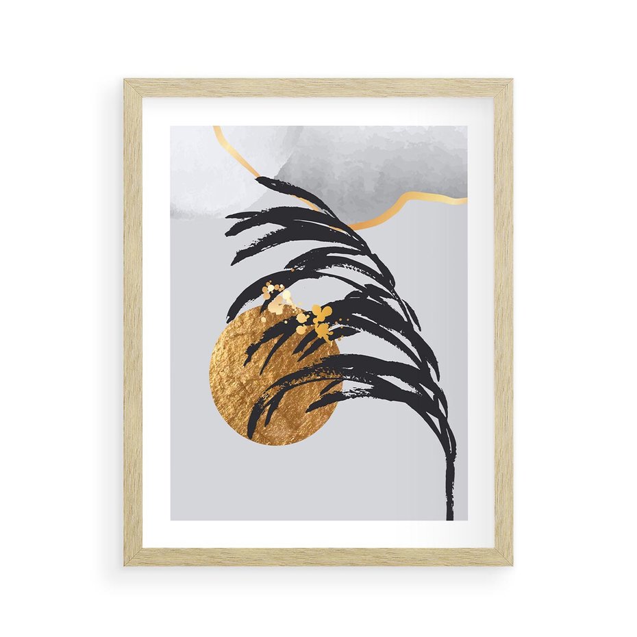 Plakat w ramie 40x50 - Palma w Szkicu - nowoczesna grafika, palma - rama drewno