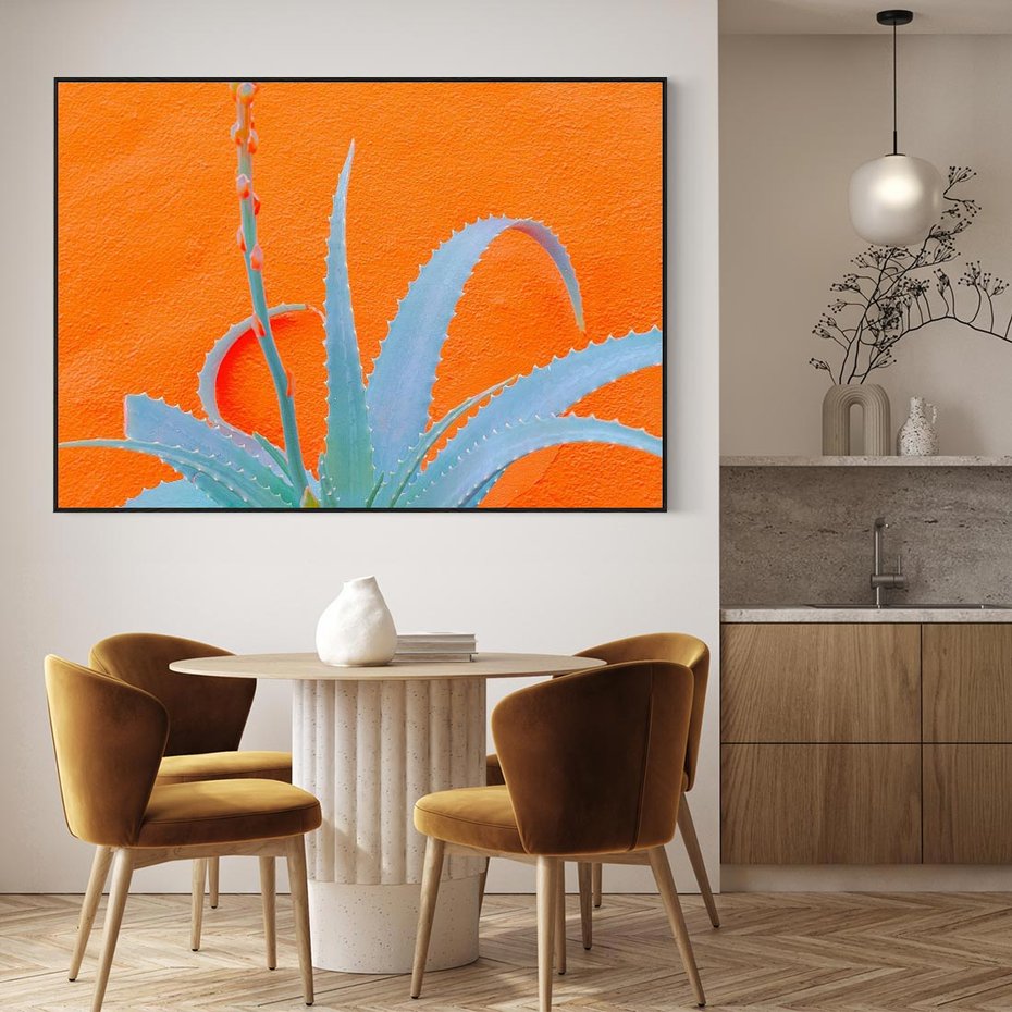 Obraz w ramie 100x70 - Naturalna Harmonia - kaktusy, liście - rama czarna