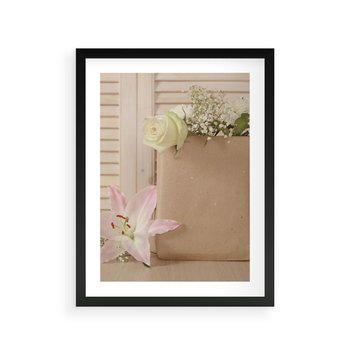 Plakat w ramie 30x40 - Elegancja W Prostocie - kwiaty, mnimalizm - rama czarna