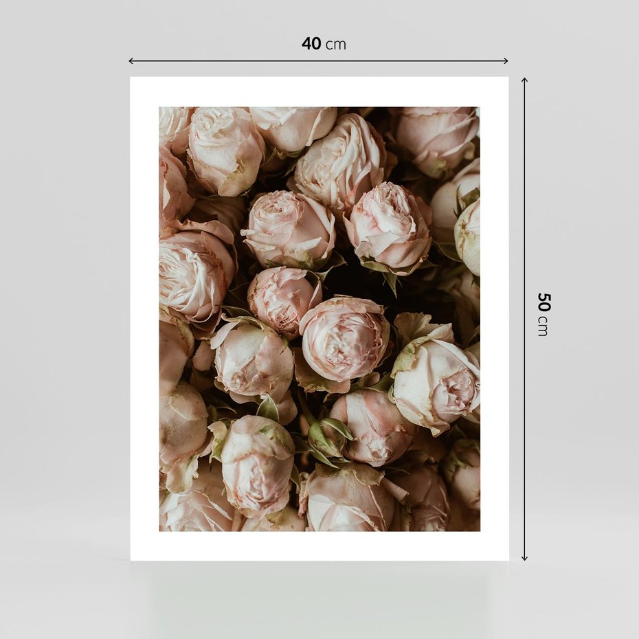 Plakat bez ramy 40x50 - Róże i Różowe Kwiaty w Kompozycji - róże, różowe kwiaty