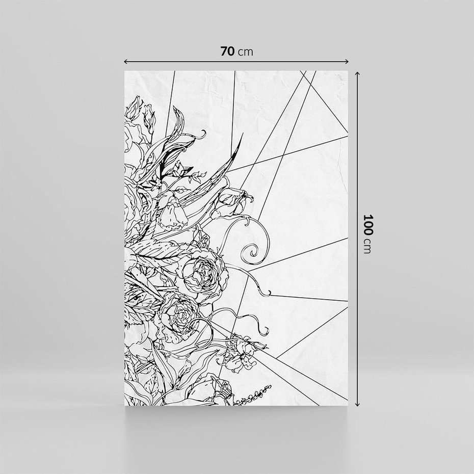 Obraz na płótnie 70x100 - Refleksje w martwym punkcie - graficzny szkic, kompozycja kwiatów