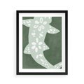 Plakat w ramie 40x50 - Migotliwe Wibracje Zieleni - zielony plakat, abstrakcja przypominająca rybę - rama czarna