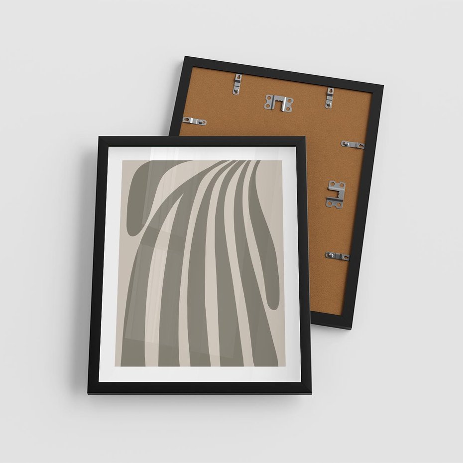 Plakat w ramie 40x50 - Beżowa Delikatność - nowoczesna sztuka, plakat modern - rama czarna