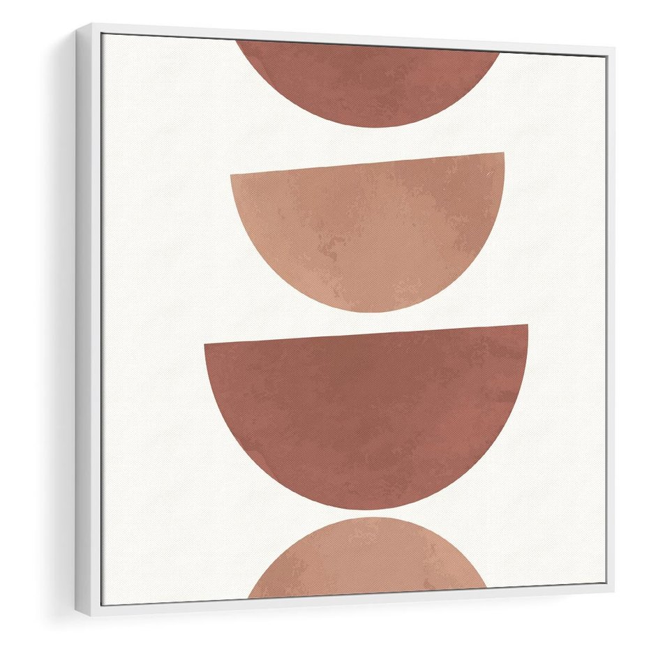Obraz w ramie 80x80 - Abstrakcyjne Widzenia - abstrakcyjne geometryczne kształty, odcienie brązu i beżu - rama biała