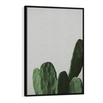 Obraz w ramie 50x70 - Majestatyczne Wysokości - kaktusy, liście - rama czarna