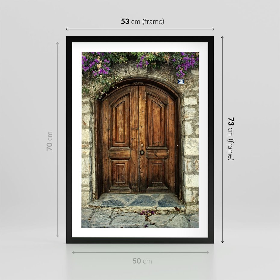 Plakat w ramie 50x70 - Tajemnicze stare drzwi - stare, drzwi - rama czarna