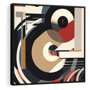 Obraz w ramie 50x50 - Wibracje Marzeń - abstrakcyjny obraz, geometryczne koła - rama czarna