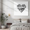 Obraz na płótnie 70x70 - Drzewo Serca - czarne serce, tekstura jak kora drzewa