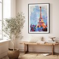 Plakat w ramie 30x40 - Paryska Wieża - olejny abstrakcyjny obraz, wieża eiffla - rama czarna