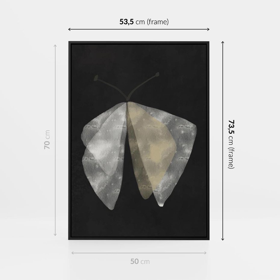 Obraz w ramie 50x70 - Obce Powidoki - abstrakcyjna ćma, mroczna atmosfera - rama czarna