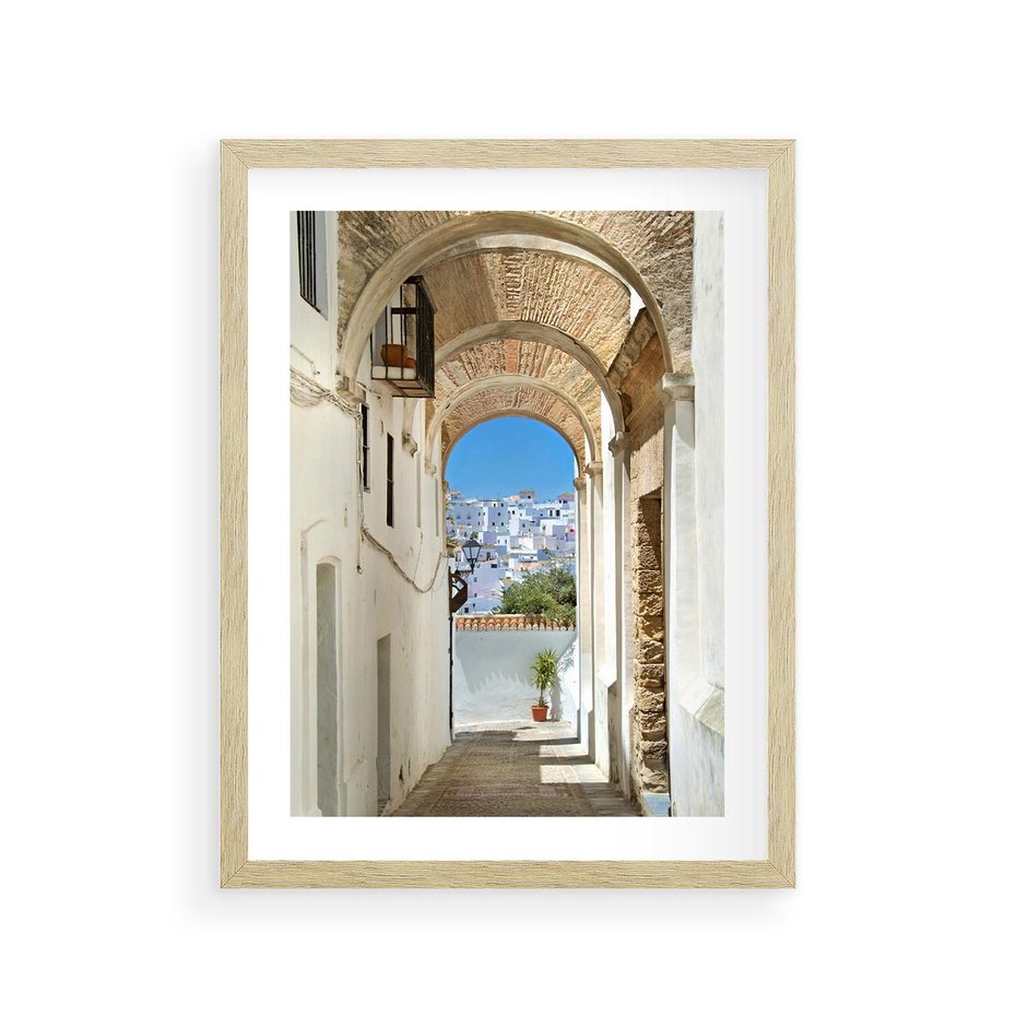 Plakat w ramie 30x40 - Romantyczna Przeprawa - romantyczna, uliczka - rama drewno