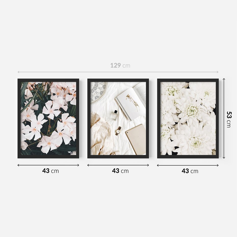 Zestaw obrazy w ramie 40x50 galeria - Kwiaty, perfumy, salon, sypialnia - rama czarna