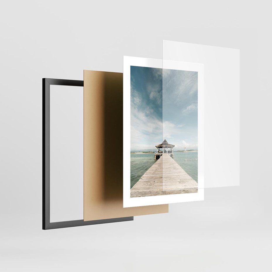 Plakat w ramie 30x40 - Magia Morza i Piękno Plaży - Hawaje, morze - rama czarna