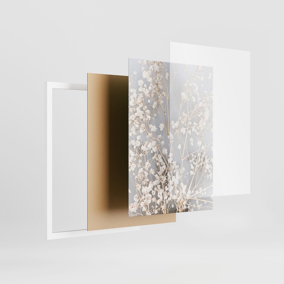Zestaw obrazy w ramie 30x40 galeria - Kawa, typografia, kwiaty - rama biała