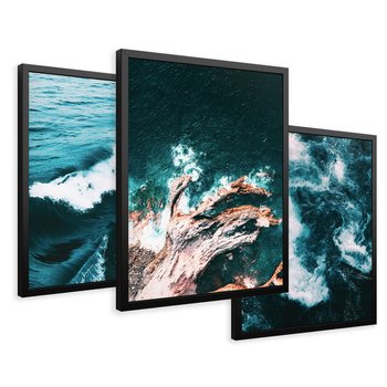 Zestaw obrazy w ramie 30x40 galeria - Morze, ocean, fale, woda - rama czarna